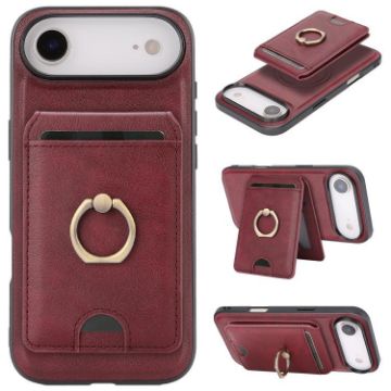 iPhone 17 Air Kalebol MagSafe Leather Card Holder Phone Case Red - 1
