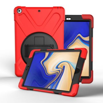 Red 360 Rotating Protective Case for Galaxy Tab S4 10.5 with Strap - 1