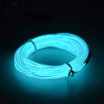 Flexible LED EL Wire Neon Lamp USB Control 3M Ice Blue Light - 1