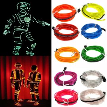 Flexible LED Neon Lamp EL Wire Strip Rope 3M USB Control, Random Colors - 1