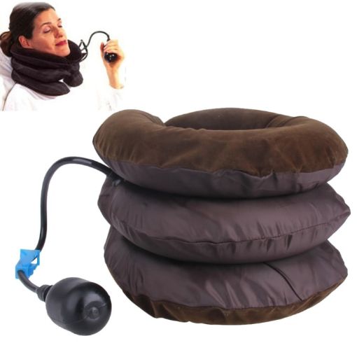 Inflatable Neck Traction Device, Head & Shoulder Pain Relief (Coffee) - 1