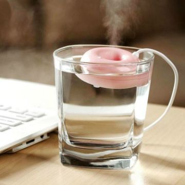 Mini USB Pink Donut Shape Air Humidifier Aroma Diffuser Purifier - 1