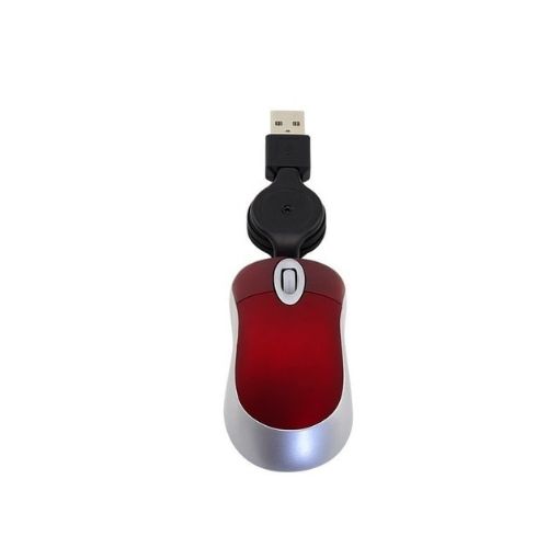 Retractable USB Mini Mouse, 1600 DPI, Ergonomic, Portable, Red - 1