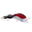Retractable USB Mini Mouse, 1600 DPI, Ergonomic, Portable, Red - 3