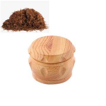 Yellow M Size Wood Drum Smoke Grinder Tobacco Spice Crusher - 1