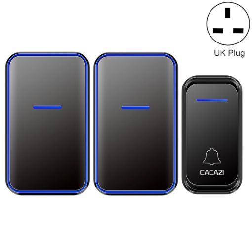 CACAZI A68-2 Wireless Doorbell, UK Plug, Black, One to Two System - 1