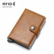 Brown PU Aluminum Alloy RFID Shielding Anti-Theft Card Case Wallet - 1