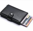 Brown PU Aluminum Alloy RFID Shielding Anti-Theft Card Case Wallet - 4