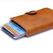 Brown PU Aluminum Alloy RFID Shielding Anti-Theft Card Case Wallet - 6