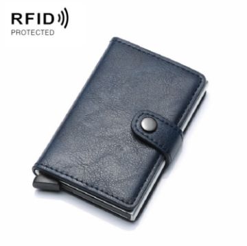 Royal Blue PU Aluminum Alloy Anti-Theft RFID Shielding Wallet - 1