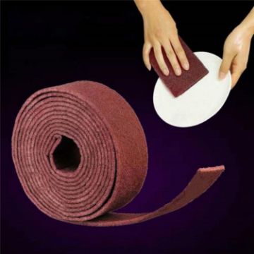 Nylon Emery Scouring Pad for Rust Polishing, 9cm x 1m (Red Brown) - 1