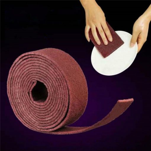Nylon Emery Scouring Pad for Rust Polishing, 9cm x 1m (Red Brown) - 1