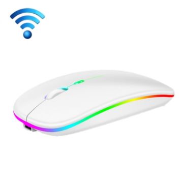 Silent Bluetooth Dual Mode White Mouse - RGB Backlit, 3 Keys - 1