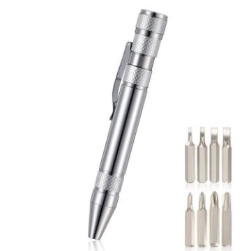 8 In 1 Mini Aluminum Tool Pen Screwdriver Set (Silver) - 1