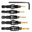 5 PCS Gold Countersink Woodworking Drill Bit Set Hex Screw Tool - 3