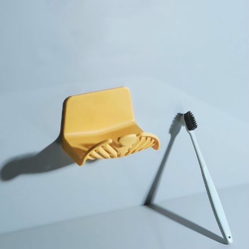 Wall-mounted Yellow Soap Dish with Simple Water Filter Rack - 1