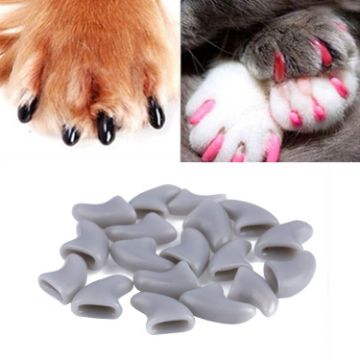 20 PCS Gray Silicone Cat Nail Caps, Size L - Pet Nail Protector - 1