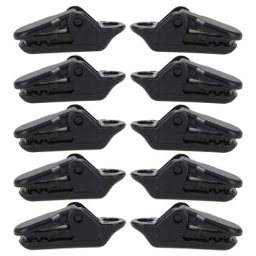 10pcs Black Tent Accessories Awning Wind Rope Clamp Clips - 1