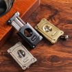 JIFENG 3 In 1 V Cigar Scissors Holder Cutter with Puncher (Gold Black) - 5