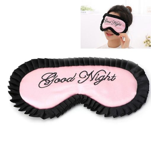 Pink Comfortable Imitation Silk Satin Personalized Travel Sleep Mask - 1