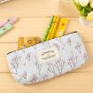 White Flower Floral Canvas Zipper Pencil Cases & Pen Bags - 6