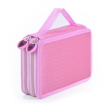 Square Two-Layer Pink 35-Hole Colorful Sketch Stationery Bag - 1