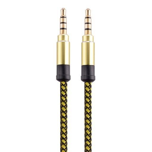 3.5mm Gold-Plated AUX Audio Cable, Male to Male, 3m, Yellow - 1
