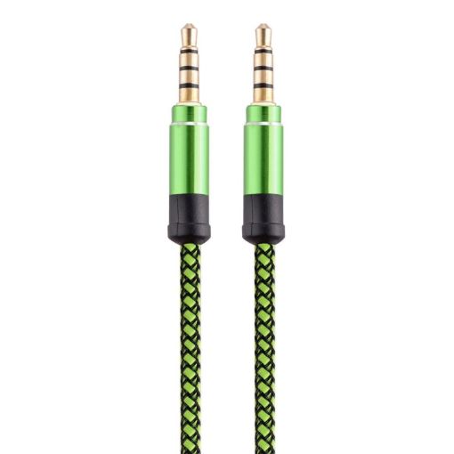 3.5mm Gold-Plated Male to Male AUX Audio Cable, 1.5m (Green) - 1
