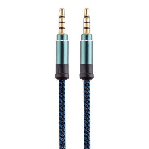 3.5mm Male to Male Gold AUX Audio Cable, 1.5m - Blue - 1