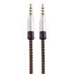 3.5mm Gold-Plated Male to Male AUX Audio Cable, 1.5m, Brown - 1