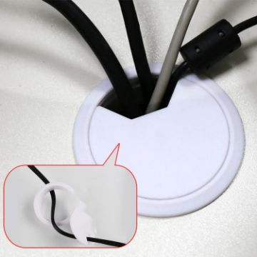 80mm ABS Plastic White Desk Cable Box Hole Cover - 1