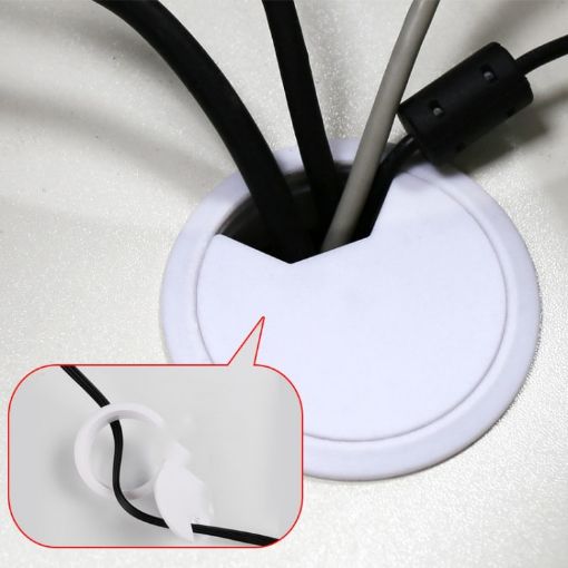 80mm ABS Plastic White Desk Cable Box Hole Cover - 1