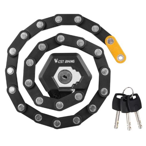 WEST BIKING Anti-Theft Folding Chain Key Lock for Bikes & Motorcycles - 1