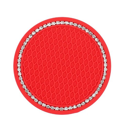 Universal Red White Diamond Honeycomb Car Coaster Anti-Slip Mat - 1