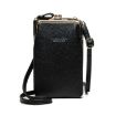 Ladies Black Pebbled Zipper Wallet & Mobile Phone Shoulder Bag H2107 - 1