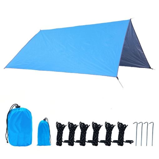 Camping Sunshade Waterproof Mat, 300x300cm Ultra-Light Sky Blue - 1