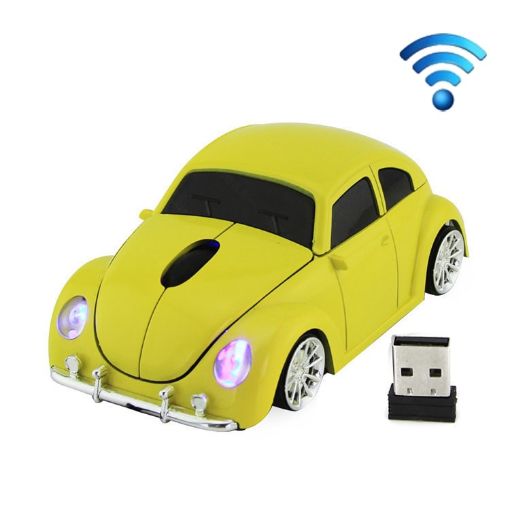 Yellow Car Shape Wireless Mouse - CM0010B, 1200 DPI, 3 Keys - 1