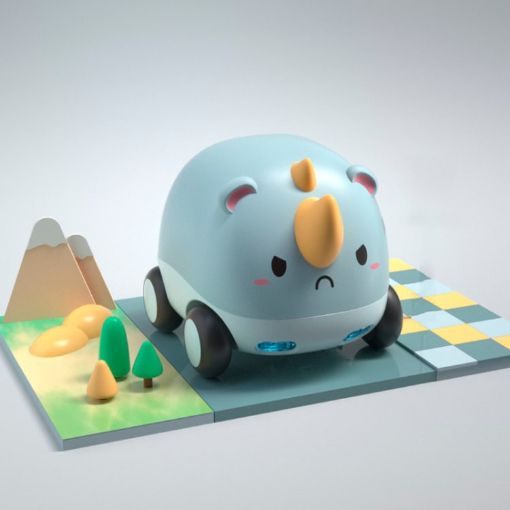 Cartoon Pet Pull Back Inertia Car Toy for Kids (Rhino) - 1