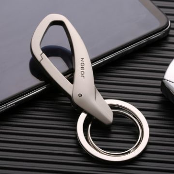 JOBON ZB-197 Car Keychain Double Ring Metal Waist Hanging (Nickel) - 1