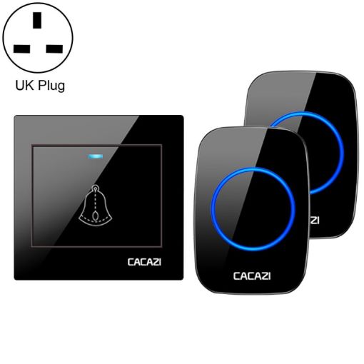 CACAZI H10 Wireless Music Doorbell, UK Plug, Black, 1 for 2 Set - 1