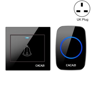 CACAZI H10 Wireless Doorbell, No Battery, UK Plug, Black - 1