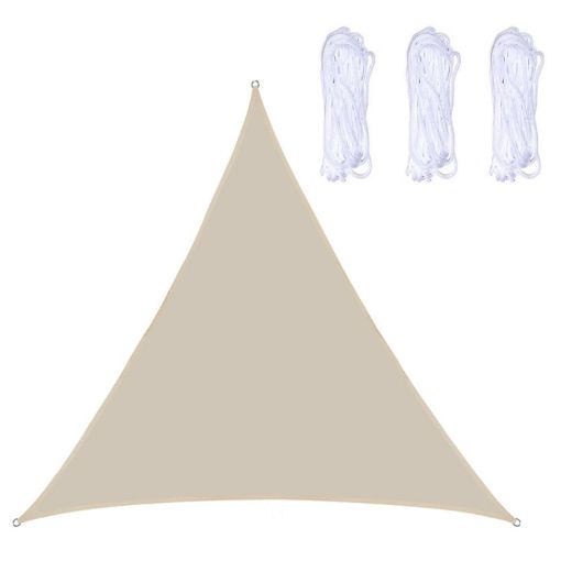 Outdoor Sunshade Sail Canopy, 3.6m Triangle, Waterproof, Anti-UV, Beige - 1