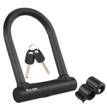 WEST BIKING XL U-Shaped Bicycle Key Lock, Anti-Theft, Black - 1