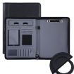 KC601 A4 Leather Business Zipper Folder, Black, No Extras - 1