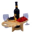 Foldable Wooden Picnic Table Wine Rack (Wood Color) - 1