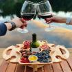 Foldable Wooden Picnic Table Wine Rack (Wood Color) - 5