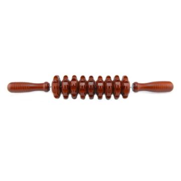 Wooden Leg & Abdominal Nine-Wheel Roller Massager (White Red) - 1