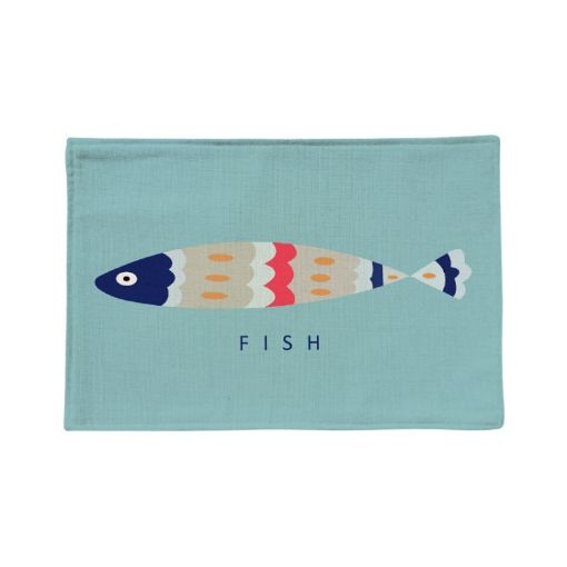 Mediterranean Geometric Cotton & Linen Anti-Slip Placemat (Colored Fish) - 1