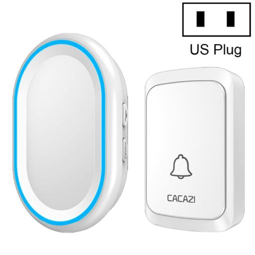 CACAZI A80 Wireless Music Doorbell, US Plug, No Battery (White) - 1