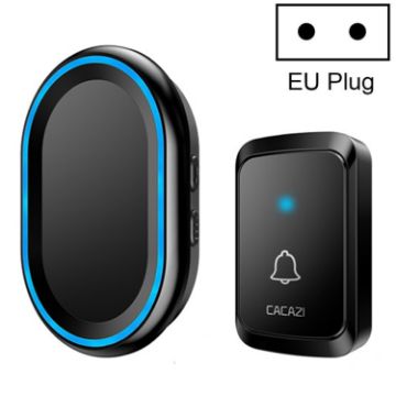CACAZI A80 1 For 1 Wireless Music Doorbell, EU Plug (Black) - 1